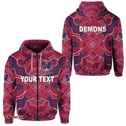 Custom Personalised Melbourne Demons Indigenous Zip Hoodie Football Version