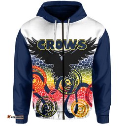 Custom Personalised Adelaide Crows Zip Hoodie Indigenous White Color