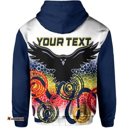 Custom Personalised Adelaide Crows Zip Hoodie Indigenous White Color