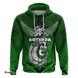 Custom Personalised Maori Aotearoa Manaia Zip Hoodie Simple Sport Style Green