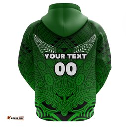 Custom Personalised Maori Aotearoa Manaia Zip Hoodie Simple Sport Style Green