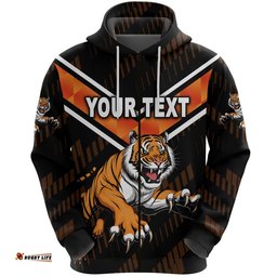 Custom Personalised Wests Tigers Zip Hoodie Simple