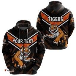 Custom Personalised Wests Tigers Zip Hoodie Simple