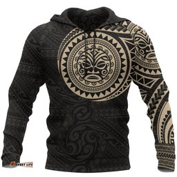 Tribal Hoodie, Polynesian Sun God Tattoo All Over Print Hoodie 06