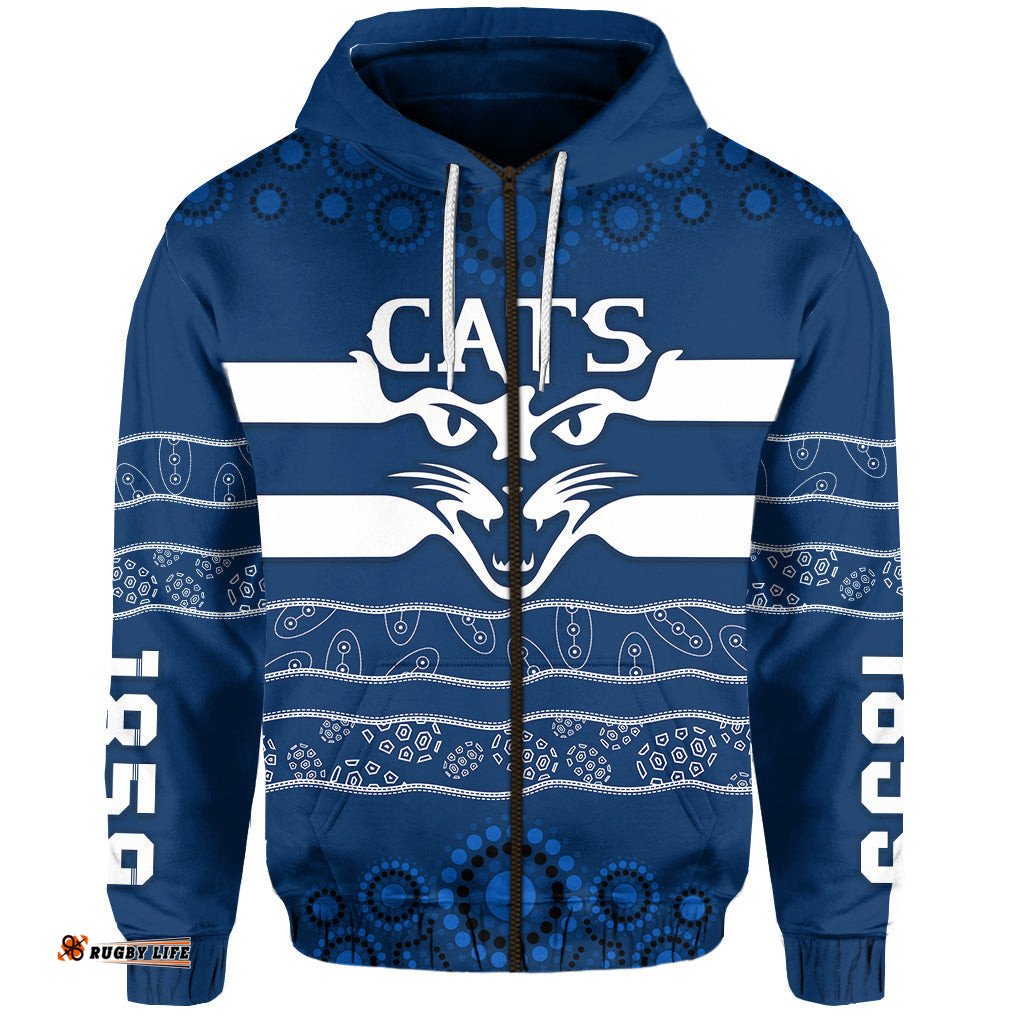 cats indigenous zip hoodie football geelong