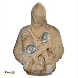 New Zealand Maori Hoodie, Tiki With Paua Shell Eyes Pullover Hoodie