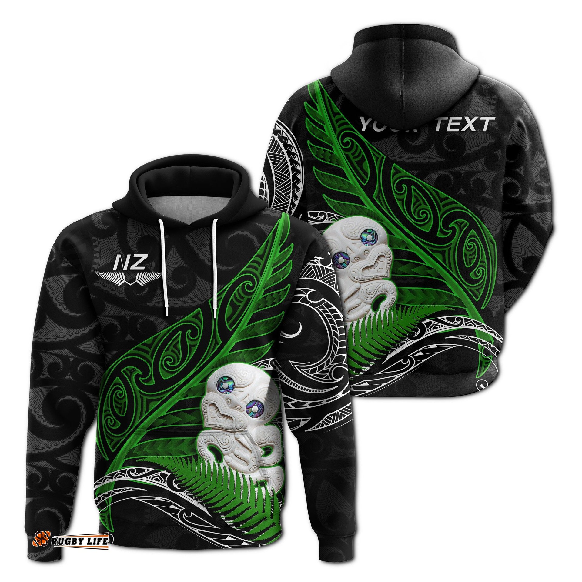 custom personalised aotearoa maori hoodie hei tiki and fern
