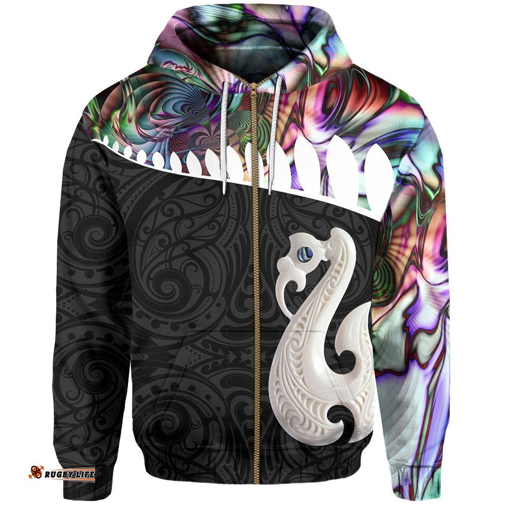 Aotearoa Zipper Hoodie Maori Manaia Paua Shell Zip Up Hoodie 09