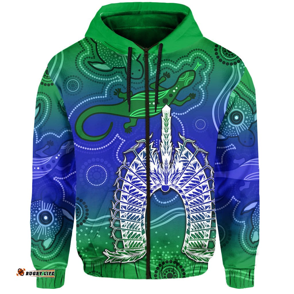 torres strait islands zip hoodie aboriginal art lizard symbol peace