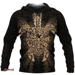New Zealand Maori Hoodie, Wairua Tattoo Turtle Pullover Hoodie Gold