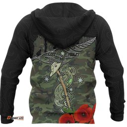 Aotearoa Hoodie Hei Tiki Lest We Forget, New Zealand All Over Hoodie ANZAC Day