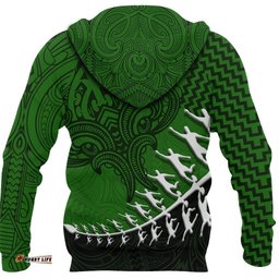 New Zealand Silver Fern Zip Up Hoodie, Maori Manaia Rugby Player Zipper Hoodie