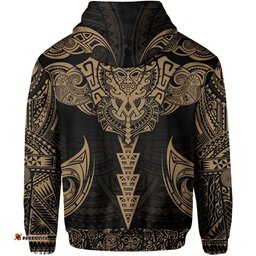 New Zealand Hoodie The Mana Maori All Over Hoodie Gold