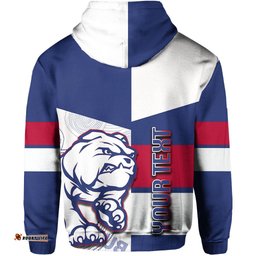 custom personalised western bulldogs zip hoodie half blue white style