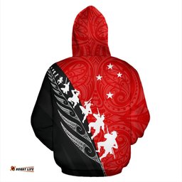 Rugby Haka Fern Hoodie Red Special Version