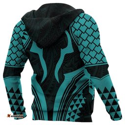 New Zealand Hoodie, Full Torso Aqua Pullover Hoodie