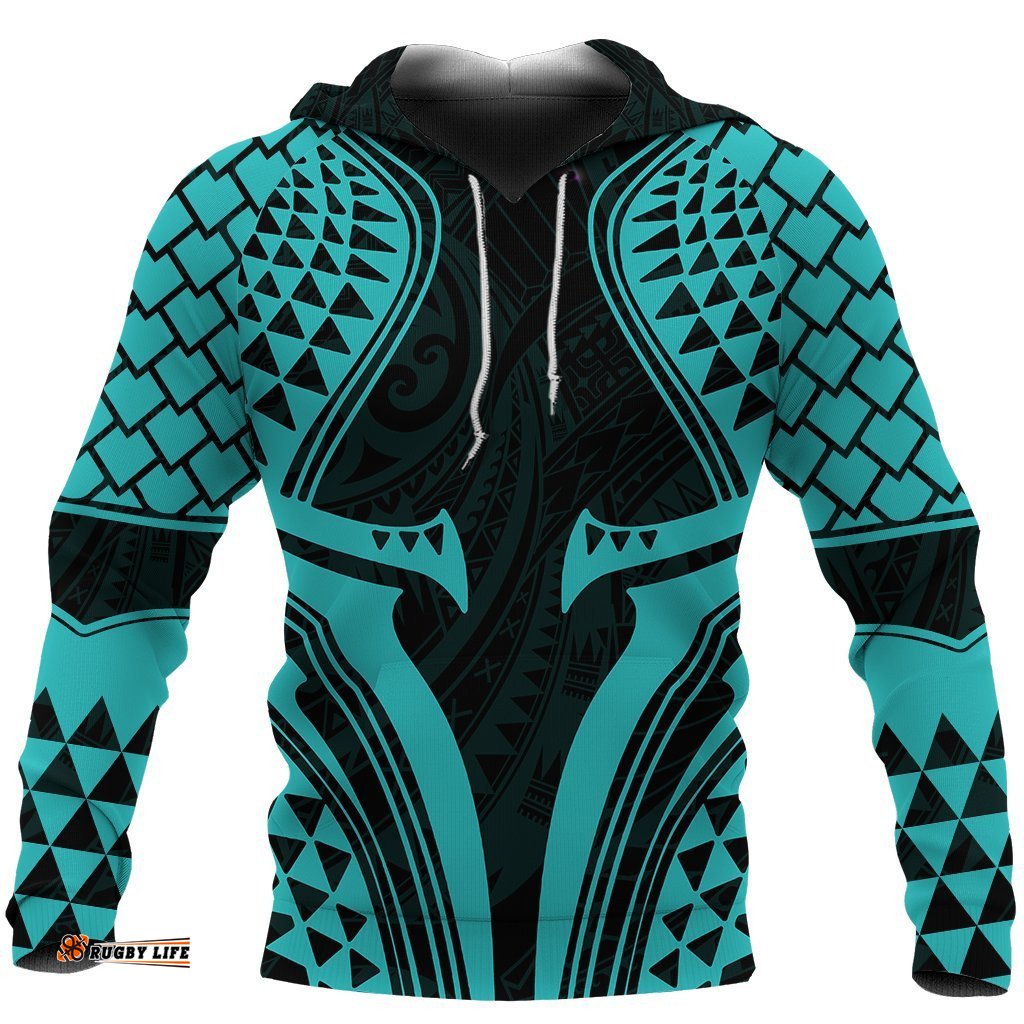 New Zealand Hoodie, Full Torso Aqua Pullover Hoodie