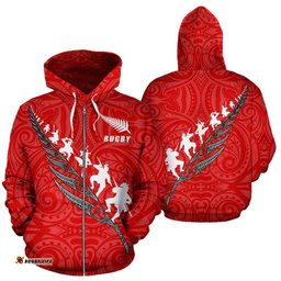 New Zealand Rugby Zip Up Hoodie, Haka Fern Zipper Hoodie