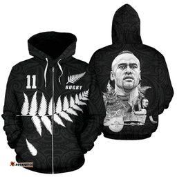 New Zealand Zip Up Hoodie, Legend Of Rugby Zipper Hoodie