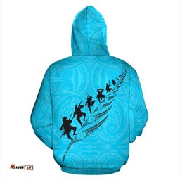 Rugby Haka Fern Zip Up Hoodie Blue