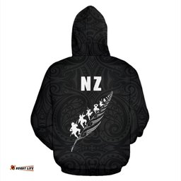 Rugby Haka Fern Zip Up Hoodie Custom Nz
