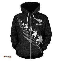 Rugby Haka Fern Zip Up Hoodie Custom Nz