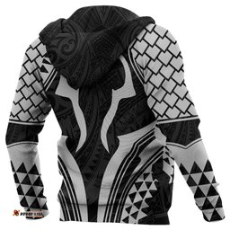 New Zealand Hoodie, Full Torso Aqua Pullover Hoodie White