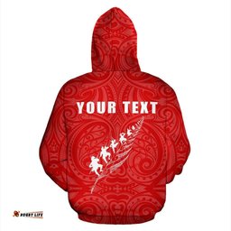 Rugby Haka Fern Zip Up Hoodie Red Custom Version