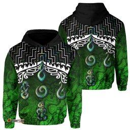 New Zealand Maori Zip Up Hoodie, Poutama Maori Symbols Zipper Hoodie
