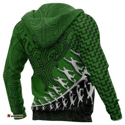 New Zealand Silver Fern Hoodie, Maori Manaia Rugby Player Pullover Hoodie