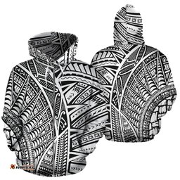 New Zealand Maori Zip Up Hoodie Maori Full Tattoo Zipper Hoodie