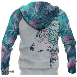 Maori Tattoo Zip Hoodie, Paua Shell Wolf Tattoo Full Zip Hoodie