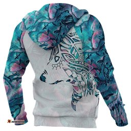 Maori Tattoo Zip Hoodie, Paua Shell Wolf Tattoo Full Zip Hoodie