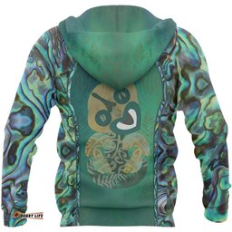 New Zealand Paua Shell Tiki Zip Hoodie