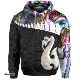 Aotearoa Hoodie, Maori Manaia Paua Shell Pullover Hoodie