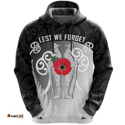 ANZAC New Zealand Hoodie, Red Poppy Remembrance Pullover Hoodie