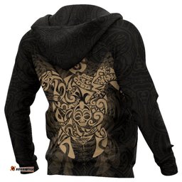 New Zealand Maori Zip Up Hoodie, Wairua Tattoo Turtle Zipper Hoodie Gold