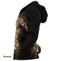 New Zealand Maori Zip Up Hoodie, Wairua Tattoo Turtle Zipper Hoodie Gold