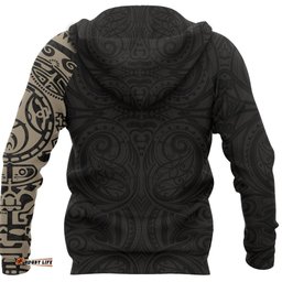 Maori Hoodie, Maori Warrior Tattoo Pullover Hoodie Tan Customized