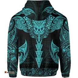 New Zealand Zipper Hoodie The Mana Maori All Over Zip Up Hoodie Blue