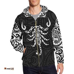 Scorpio Zodiac Zip Up Hoodie Maori Tattoo