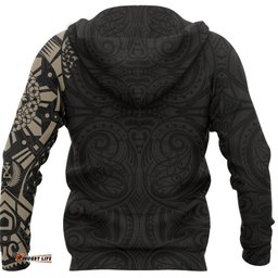 ANZAC New Zealand Zip Hoodie, Maori Poppies Tattoo Full Zip Hoodie Tan