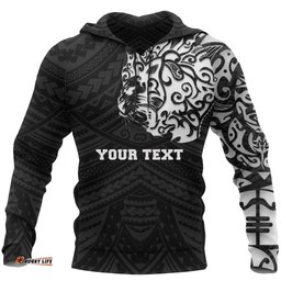 New Zealand Maori Hoodie, Maori Lion Tattoo Pullover Hoodie White Customized