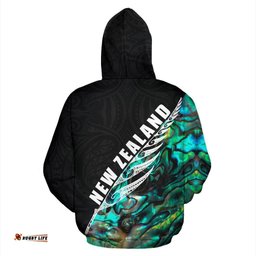 Rugby Haka Fern Paua Shell Zip Hoodie New Zealand