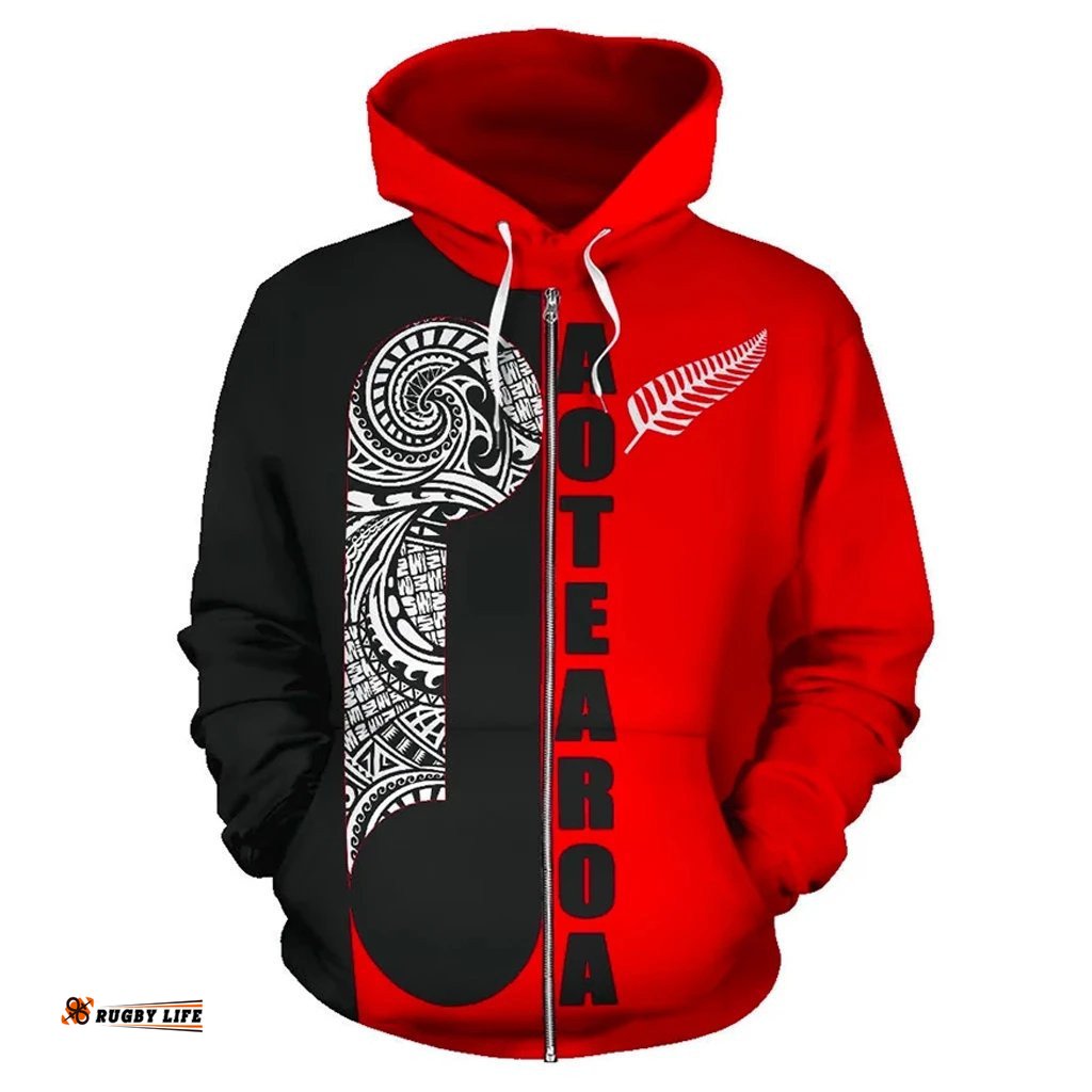 Maori Koru Aotearoa Zip Hoodie