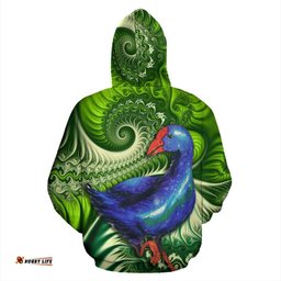 New Zealand Zip Up Hoodie, Pukeko Koru Zipper Hoodie