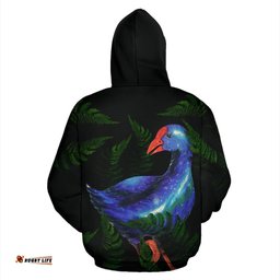 New Zealand Zip Up Hoodie, Pukeko Silver Fern Zipper Hoodie