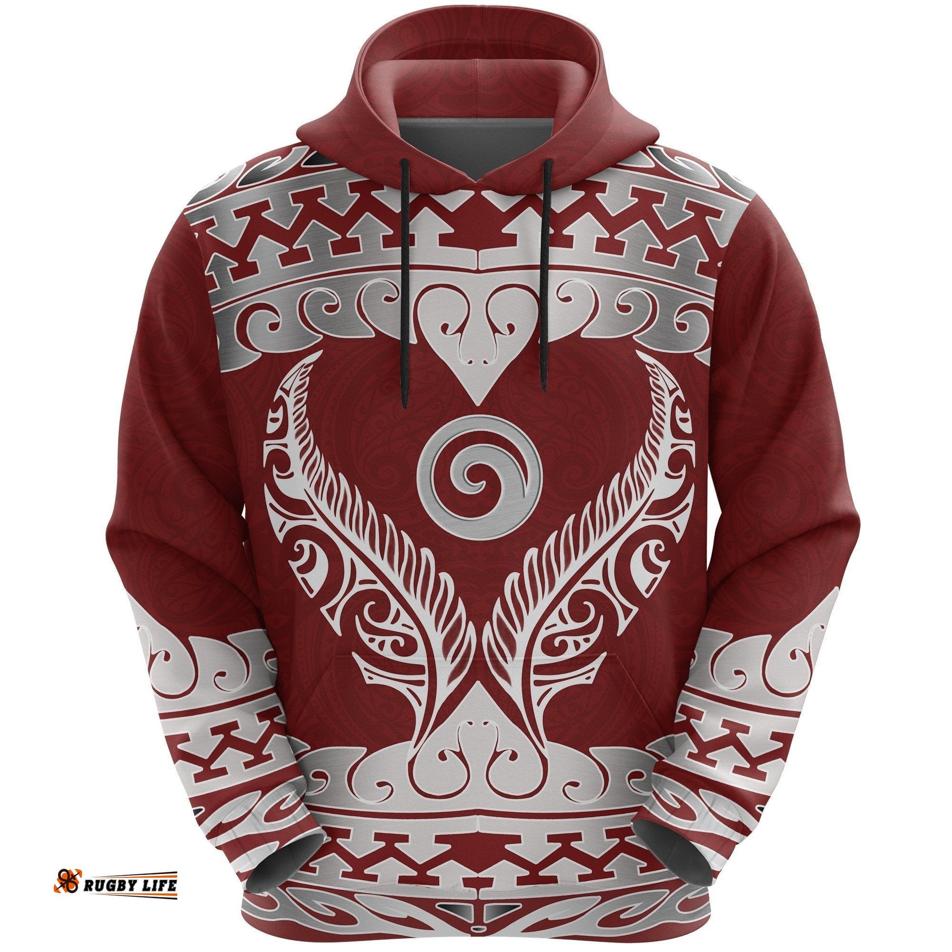 Aotearoa Hoodie Koru Heart Red