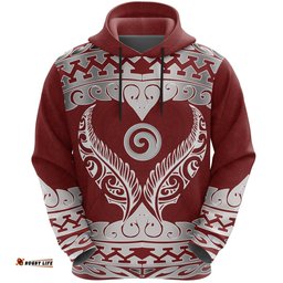 Aotearoa Hoodie Koru Heart Red