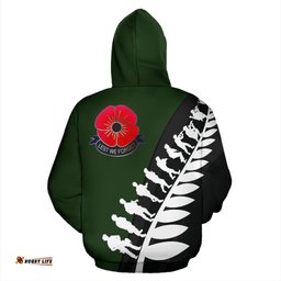 New Zealand Lest We Forget Hoodie, Poppies ANZAC Fern Pullover Hoodie 02